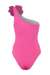 TRENDYOLMİLLA Fuchsia One Shoulder Covered Floral Applique Brazilian Swimsuit - Image 5