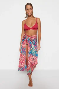 TRENDYOLMİLLA Ethnic Patterned Weaving Maxi Beach Pareo