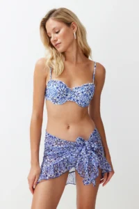 TRENDYOLMİLLA Tile Patterned Weaving Frilly Beach Mini Pareo - Image 2