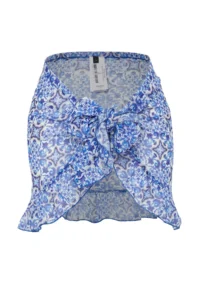 TRENDYOLMİLLA Tile Patterned Weaving Frilly Beach Mini Pareo - Image 6