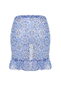 TRENDYOLMİLLA Tile Patterned Weaving Frilly Beach Mini Pareo - Image 8