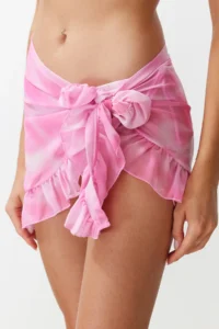 TRENDYOLMİLLA Batik Patterned Weaving Frilly Beach Mini Pareo - Image 5