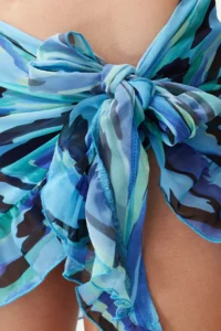 TRENDYOLMİLLA Abstract Patterned Weaving Frilly Beach Mini Pareo - Image 4
