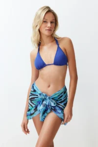 TRENDYOLMİLLA Abstract Patterned Weaving Frilly Beach Mini Pareo - Image 5