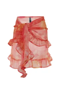 TRENDYOLMİLLA Orange Batik Weaving Frilly Beach Mini Pareo - Image 7