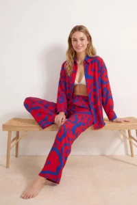 TRENDYOLMİLLA Abstract Patterned Patterned Weaving Shirt Pants Beach Set