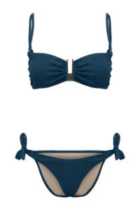 TRENDYOLMİLLA Petrol textured with accessories Strapless Covered brazilian Regular Waist Bikini Set - Image 4