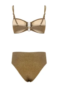 TRENDYOLMİLLA Gold Rengi Simli with accessories Strapless Covered Regular High Waist Bikini Set - Image 5