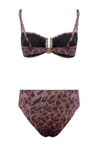 TRENDYOLMİLLA Leopard Patterned Simli with accessories Strapless Covered Regular High Waist Bikini Set - Image 5