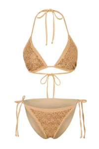 TRENDYOLMİLLA Nude Rengi Stone Print Triangle Covered brazilian Regular Waist Bikini Set - Image 4