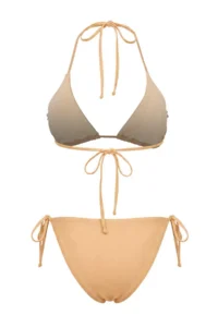TRENDYOLMİLLA Nude Rengi Stone Print Triangle Covered brazilian Regular Waist Bikini Set - Image 5