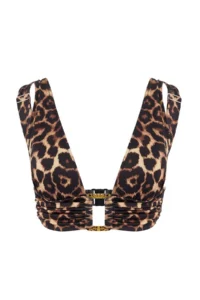 TRENDYOLMİLLA Leopard Patterned with accessories Triangle Covered Bikini Top - Image 4