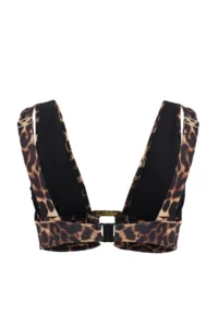 TRENDYOLMİLLA Leopard Patterned with accessories Triangle Covered Bikini Top - Image 5