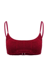 TRENDYOLMİLLA Burgundy textured bralette Covered Bikini Top - Image 4