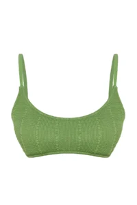 TRENDYOLMİLLA Green textured bralette Covered Bikini Top - Image 6