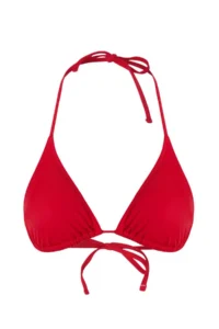 TRENDYOLMİLLA Red Triangle Covered Basic Bikini Top - Image 4
