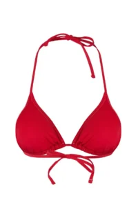 TRENDYOLMİLLA Red Triangle Covered Basic Bikini Top - Image 5