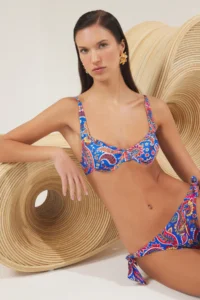 TRENDYOLMİLLA flower patterned balconette Covered Bikini Top