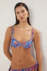 TRENDYOLMİLLA flower patterned balconette Covered Bikini Top - Image 2