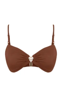 TRENDYOLMİLLA Brown Strapless Covered Casting Bikini Top - Image 5