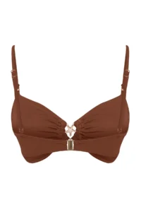 TRENDYOLMİLLA Brown Strapless Covered Casting Bikini Top - Image 7