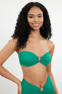 TRENDYOLMİLLA Emerald Green Strapless Covered Casting Bikini Top - Image 4