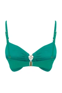 TRENDYOLMİLLA Emerald Green Strapless Covered Casting Bikini Top - Image 7