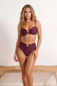 TRENDYOLMİLLA Plum Strapless Covered Casting Bikini Top - Image 2