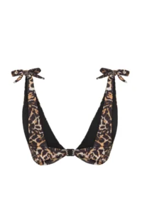 TRENDYOLMİLLA Leopard Patterned Knotted Triangle Covered Bikini Top - Image 6