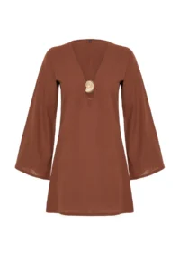 TRENDYOLMİLLA Brown Weaving Casting with accessories Beach Mini Dress - Image 7