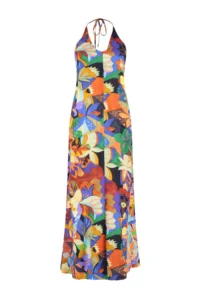 TRENDYOLMİLLA flower patterned Weaving Low-cut back Maxi Beach Dress - Image 7