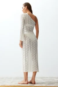 TRENDYOLMİLLA Beige Knitting slit Maxi Beach Dress - Image 7