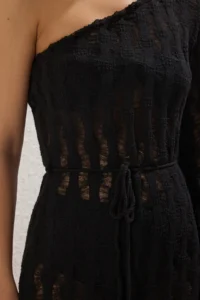 TRENDYOLMİLLA Black Knitting slit Maxi Beach Dress - Image 3