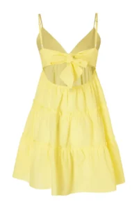 TRENDYOLMİLLA Yellow Mini Weaving 100% Cotton Beach Dress - Image 7
