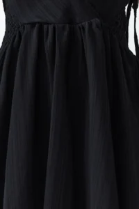 TRENDYOLMİLLA Black Mini Weaving Cut Out Detailed linen blended Beach Dress - Image 3