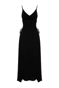 TRENDYOLMİLLA Black Weaving Binding Detailed Maxi Beach Dress - Image 8