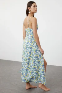 TRENDYOLMİLLA flower patterned Weaving Binding Detailed Maxi Beach Dress - Image 5