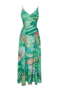 TRENDYOLMİLLA Tropical Patterned Weaving Binding Detailed Maxi Beach Dress - Image 7