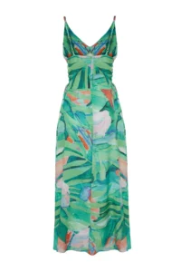 TRENDYOLMİLLA Tropical Patterned Weaving Binding Detailed Maxi Beach Dress - Image 9