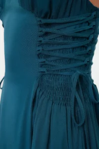 TRENDYOLMİLLA Petrol Weaving Binding Detailed Maxi Beach Dress - Image 4