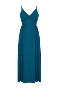 TRENDYOLMİLLA Petrol Weaving Binding Detailed Maxi Beach Dress - Image 6