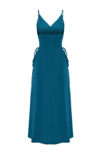 TRENDYOLMİLLA Petrol Weaving Binding Detailed Maxi Beach Dress - Image 8