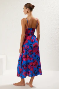TRENDYOLMİLLA flower patterned Weaving Binding Detailed Maxi Beach Dress - Image 5