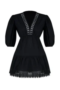 TRENDYOLMİLLA beachwear 100% Cotton Black Weaving Lace Mini Dress - Image 8