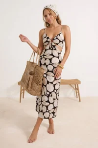 TRENDYOLMİLLA Seashell Patterned Weaving Cut Out Detailed Maxi Beach Dress
