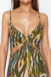 TRENDYOLMİLLA Abstract Patterned Weaving Cut Out Detailed Maxi Beach Dress - Image 6
