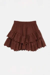 TRENDYOLMİLLA Brown Weaving Embroidered Beach Mini Skirt - Image 6