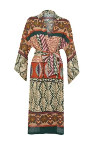 TRENDYOLMİLLA Ethnic Patterned Weaving Maxi Beach Belted Kimono&Kaftan - Image 6