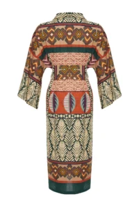 TRENDYOLMİLLA Ethnic Patterned Weaving Maxi Beach Belted Kimono&Kaftan - Image 8