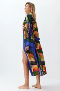 TRENDYOLMİLLA Abstract Patterned Weaving Maxi Beach Belted Kimono&Kaftan - Image 2